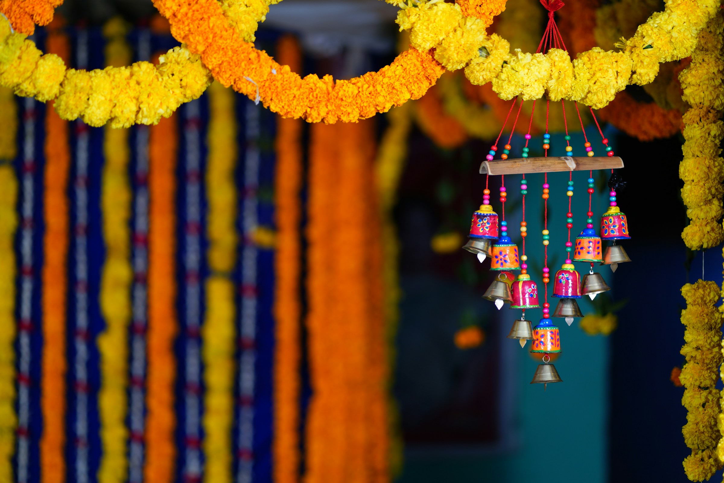 Colourful door decorations